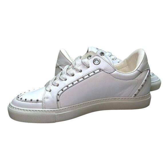 ZADIG & VOLTAIRE Zv1747 Flash White Cow Leather Low Top Studded Sneakers Sz 38 - Picture 10 of 15